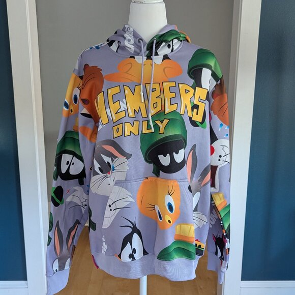 Loony Tools Men's Members Only Graphic Hoodie Purple Size Medium Unisex - Picture 2 of 14
